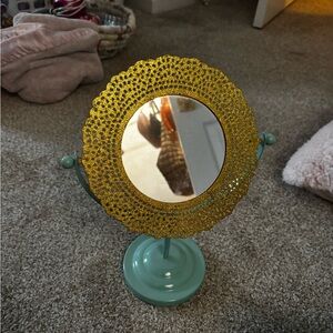 Elegant Gold and Teal Decorative Mirror